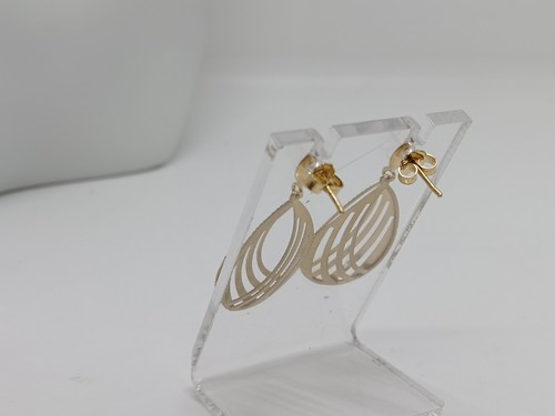 ORECCHINI A PENDOLO -PENDENTI IN ORO GIALLO E BIANCO 18KT 3,85 GRAMMI (7018) - Foto 5 di 10