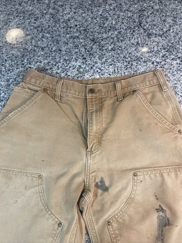 Pantalone Carhartt doppio ginocchio marrone taglia 32x30 pittore falegname B01 invecchiato - Foto 6 di 10