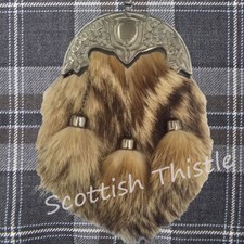 Scottish Kilt Sporran Leather Formal Fur Shamrock Cantel Antique Finish Belt