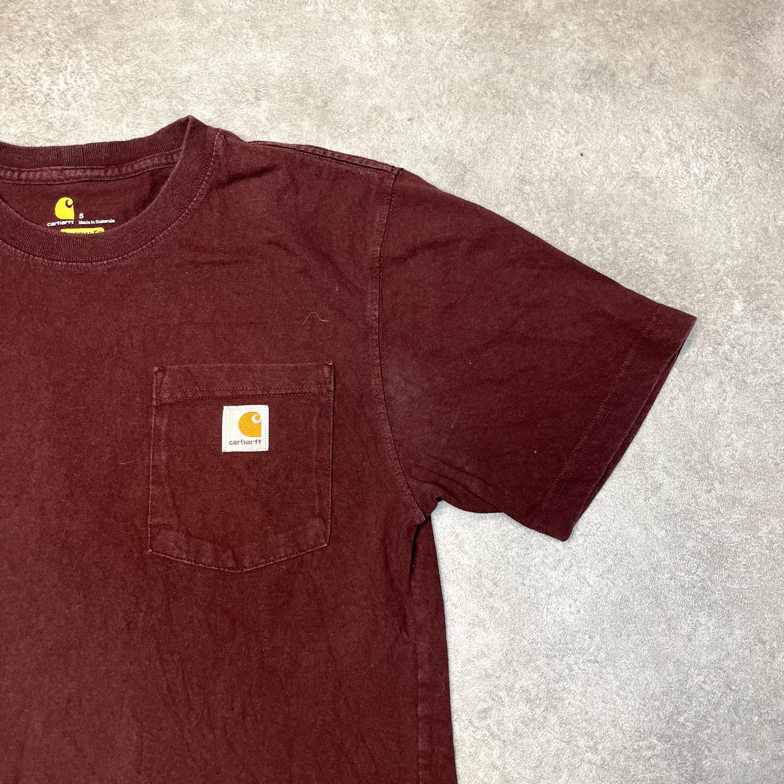 Carhartt T-Shirt Mens Y2K USA Short Sleeve Pocket Workwear Tee, Burgundy, Small image 2