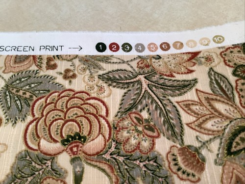 Mill Creek Tan, Olive, Burgundy Floral Upholstery Fabric 55" Wide X 4.55 Yards - Picture 4 of 4