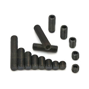 20Pcs, M3x10mm M3 M4 M5 Grub Screws Flat Point Socket Set Screws High Tensile 12.9 Grade Steel Black Oxide