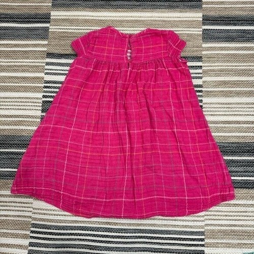 Tucker + Tate Girls Double Plaid Gauzy Dress Casual Pockets Electric Pink Size 6 - Picture 4 of 10