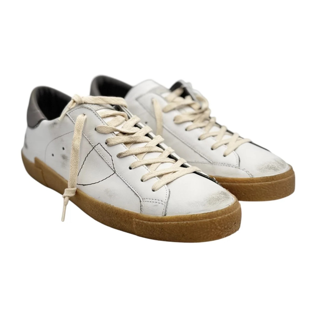 スニーカー PHILIPPE MODEL PARIS PRSX LOW MAN SNEAKERS (PRLU VT02 VT02) Philippe Model Paris White Men's Sneakers With Grey Spo And