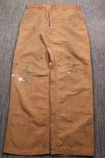 Carhartt Vintage 90s Canvas Duck Pants Thrashed Workwear Men's 33x33 Grunge