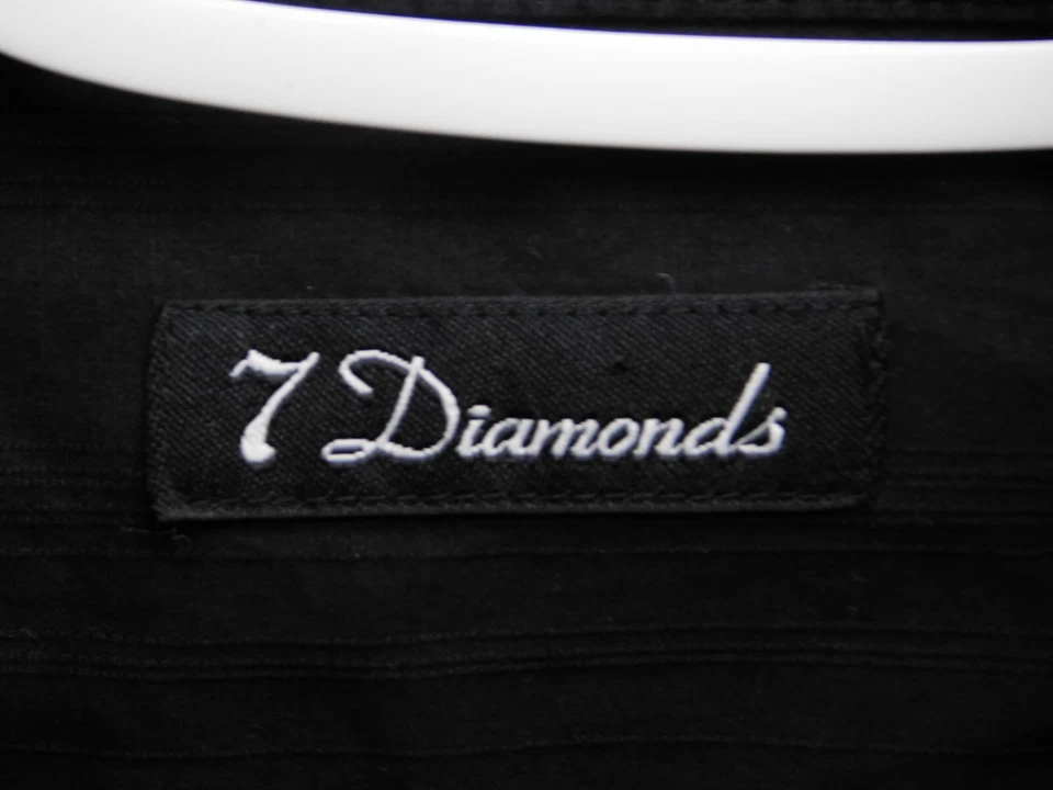 Camisa masculina 7 botões diamante XL preta manga longa listras elásticas - Imagem 3 de 4