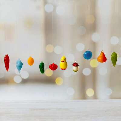 Vintage mini Easter ornaments, Small Easter tree decor, 10 miniature decorations