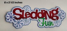SLEDDING FUN TITLE winter scrapbook 3d diecut premade paper piecing by Rhonda