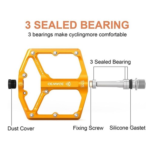 GEWAGE 9/16 Inch Mountain Road Bike Pedals 3 Bearings Flat MTB Bicycle Pedals eBay