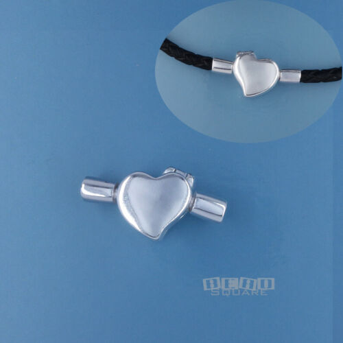 Sterling Silver Love Heart Clasp fits 3mm cord DIY European Bracelet Necklace - Picture 1 of 6