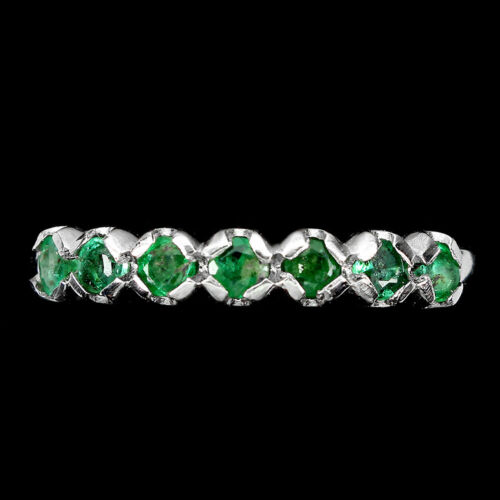 Unheated Round Emerald 2.5mm 14K White Gold Plate 925 Sterling Silver Ring 7 - Picture 1 of 10