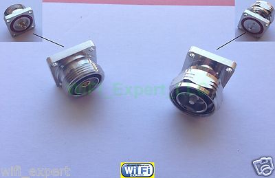 7/16 DIN Male Plug / Female Jack flange mount solder STRAIGHT RF Cable Connector