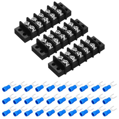 #ad #ad 3Pcs Terminal Block 300V 20A Dual Rows 5P PA66 with 30Pcs 16A Fork Connectors $18.93