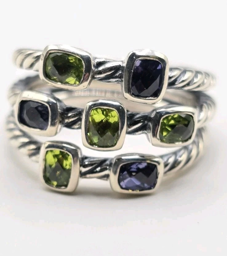 Confeti peridoto e iolita DAVID YURMAN TRES FILAS usados Foto 2 de 4