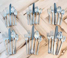 30 Vtg Silverplate Flatware Oneida Rogers Edwards Reed Silver Mismatch Mixed