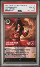 2024 Disney Lorcana EN 3 Enchanted Captain Hook Master Swordsman 214 PSA 10