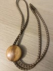 Men's Two color Brown Braided Leather Wood Bolo Tie with Brass Tone Metal Tips — photo 3