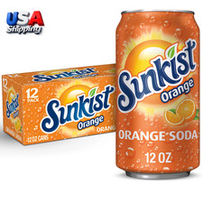 Orange Soda 12-Pack Sunkist Caffeinated 12 Fl Oz Cans Crisp Citrus Refreshing