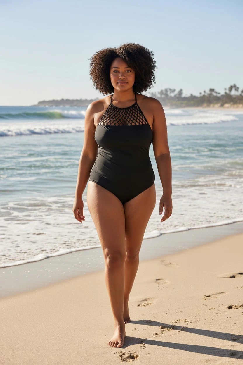 NWT Fashion Nova Sz 3X Black Swimsuit 1-Piece Treasure Hunt Beach-See intro note