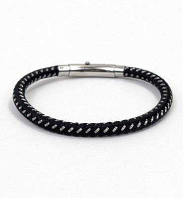 Nomination Tribe Herrenarmband 18 / 19 cm aus Edelstahl und grauem Polyester