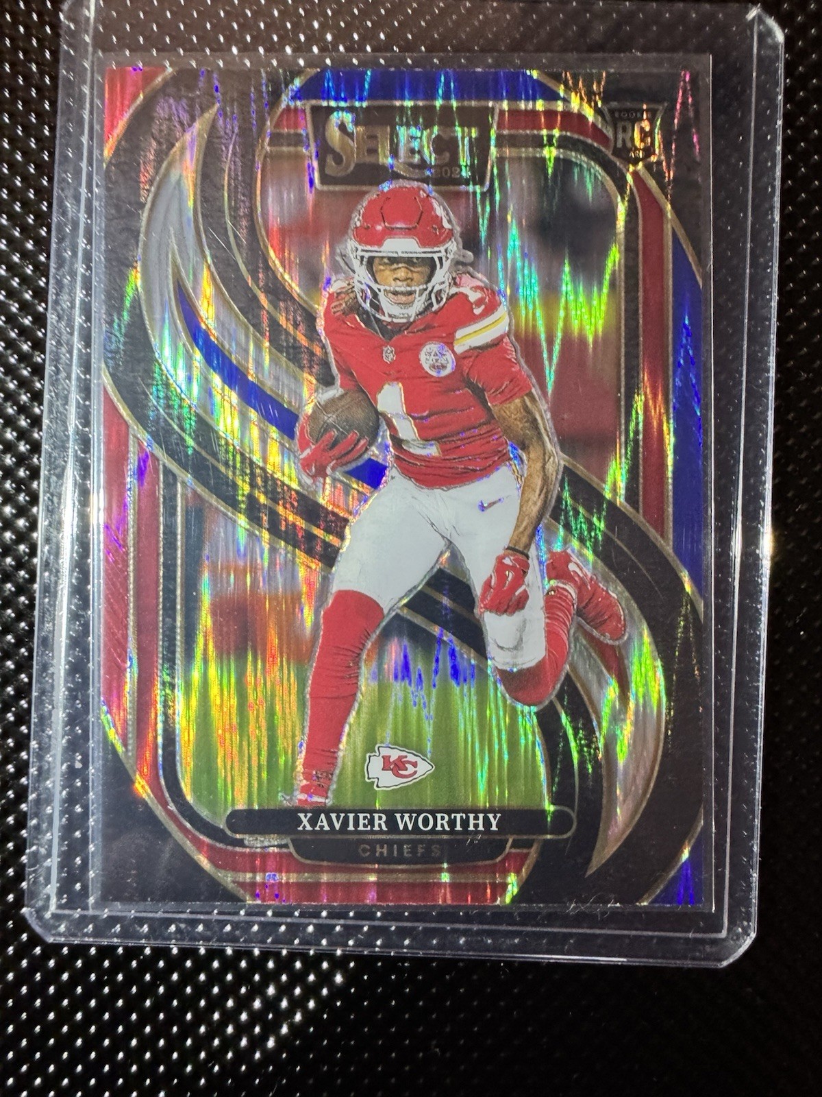 2024 Panini Select - Premier Xavier Worthy #119 Red & Blue Shock Prizm (RC)