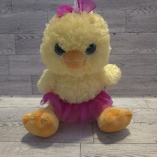 Aurora Yellow Chick in Pink Tutu Bow Plush Chic Stuffed Animal Easter Spring