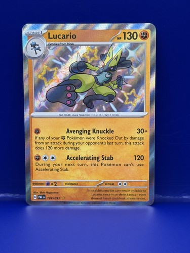 Pokémon TCG Lucario 174/091 Paldean Fates Shiny Rare Holo