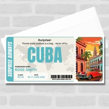Cuba Boarding Pass Personalised Gift Voucher Surprise Trip Holiday Ticket