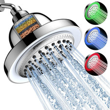 FEELSO Filtered Shower Head with LED Color Changing, 7 Modes High Chrome