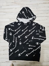 Champion Hoodie Pullover Youth Sz XL Black And White Logo Graphic Pattern
