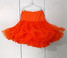 Sam's Nylon 660A Orange tier Petticoat Ruffle Skirt Crinoline square dance READ