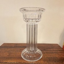 Clear Glass Ribbed Cut Glass Glossy Pedestal Decorative Patterned Display Vase