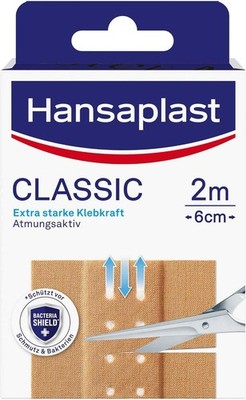 Hansaplast Classic Plasters (2 m x 6 cm), cuttable wound plasters with 1 pack