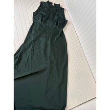 NWT Lulus Classic Elegance Green Satin Sleeveless Mock Neck Maxi Dress Size M