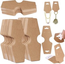 200 PCS Necklace Display Cards - Self Adhesive Kraft Paper Cards for Necklaces,