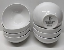 Set of 8 Over and Back White Porcelain Soup / Cereal Round Bowls 5.5"