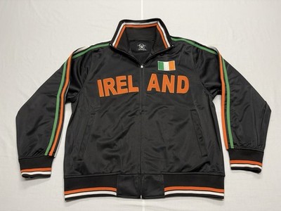 Ireland Ghast Brand Black Irish Flag Full Zip Warmup Track Jacket Size Medium