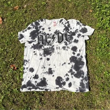 ACDC Back In Black Tie Dye Rock Band T-Shirt XL Graphic Tee