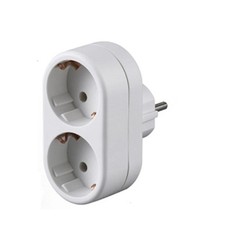 Doppelstecker Mehrfachstecker Vertikal Duo Stecker 2-fach Multistecker Weiß