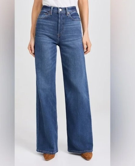 Re/Done Womens Jeans 70s Ultra High Rise Wide Leg 60s Fade Wash Button Fly 29