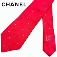 Chanel Men's Necktie 100% Silk Coco Mark Red