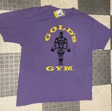 Vintage 90s Style T-Shirt Golds Gym Adult Size XL Cotton Purple VTG Tee Yellow