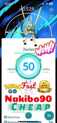 Pokemon Shiny Zacian Crowned Special Background Lv50 - 3 Skill TRA-DE Go 