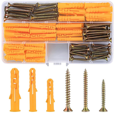 110 tlg Schrauben und Dübel Set (55 x Mauerwerksschraube, 55 x Spreizanker B...