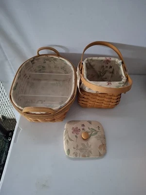 Longaberger Baskets Lot Botanical Fields With Protectors - Image 1 of 3