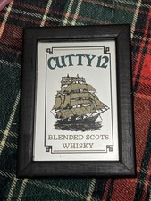Vintage Cutty 12 Blended Scots Advertising Mirror Boat Design Framed Small Retro