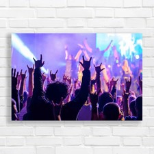 Lively Nightclub Concert Cheering Fans Rock Canvas Print Large Picture Wall Art