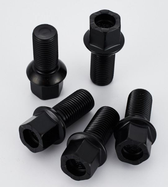4 X Radschrauben Alufelgen Schwarz FüR VW Golf M14 X 1.5 17MM Radius Bolts UK-image