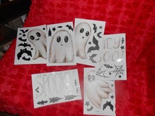 6 Sheets Halloween Window Clings Large Ghosts Decals AS SHOWN- NEW