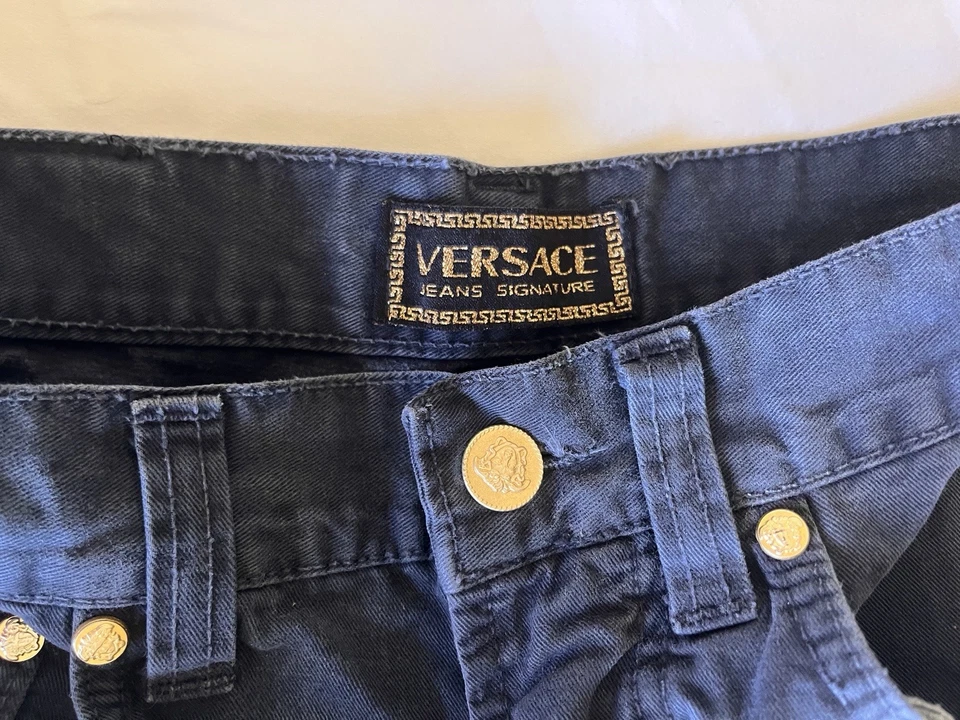 ВИНТАЖНЫЙ VERSACE ДЖИНСЫ COUTURE СИНИЙ ХЛОПОК БРЮКИ ITTIERRE SPA MEDUSA ЛОГОТИП 29» W - Изображение 4 из 4